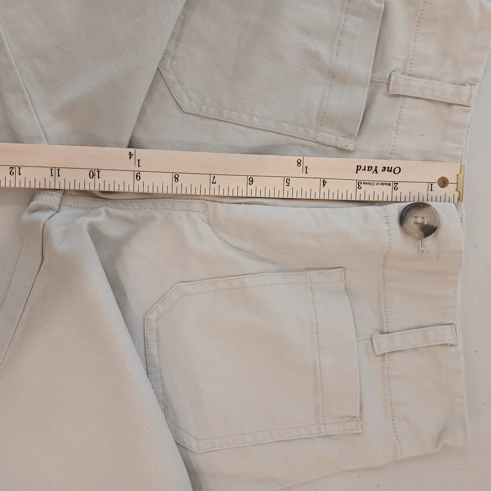 Maeve by Anthropologie Cropped Pants Womens 0 Beige Cotton High Rise Wide Leg